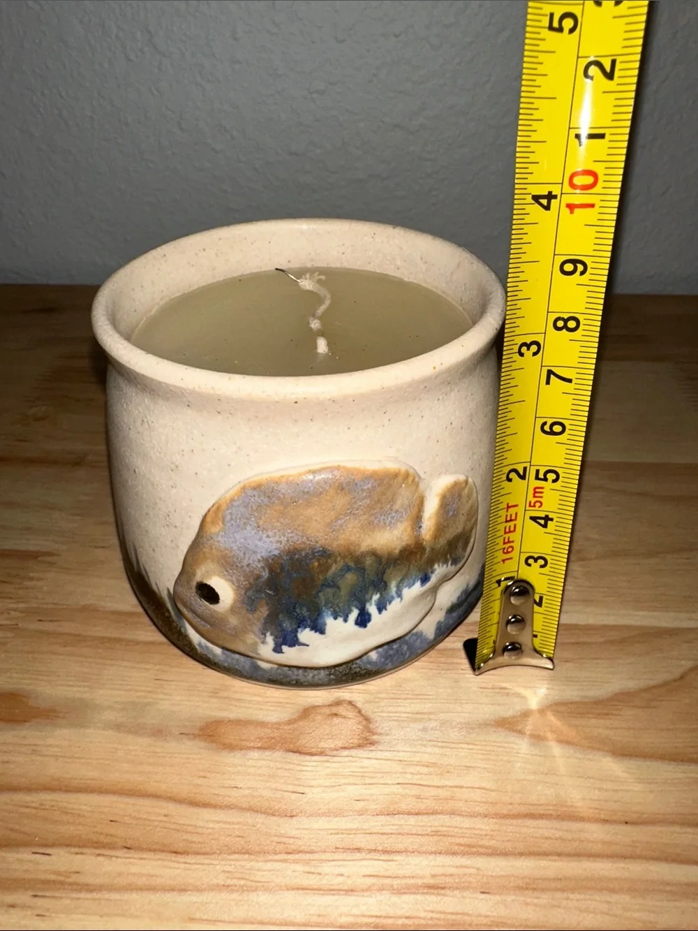 Handmade Signed Studio Pottery Fish Candle Holder Vessel